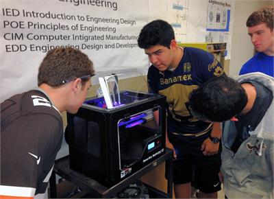 Polaris Career Center provides the class a Makerbot 3D printer, which  allows students to make prototypes of ABS plastic from parts they design using the AutoDesk Inventor solid modeling software.