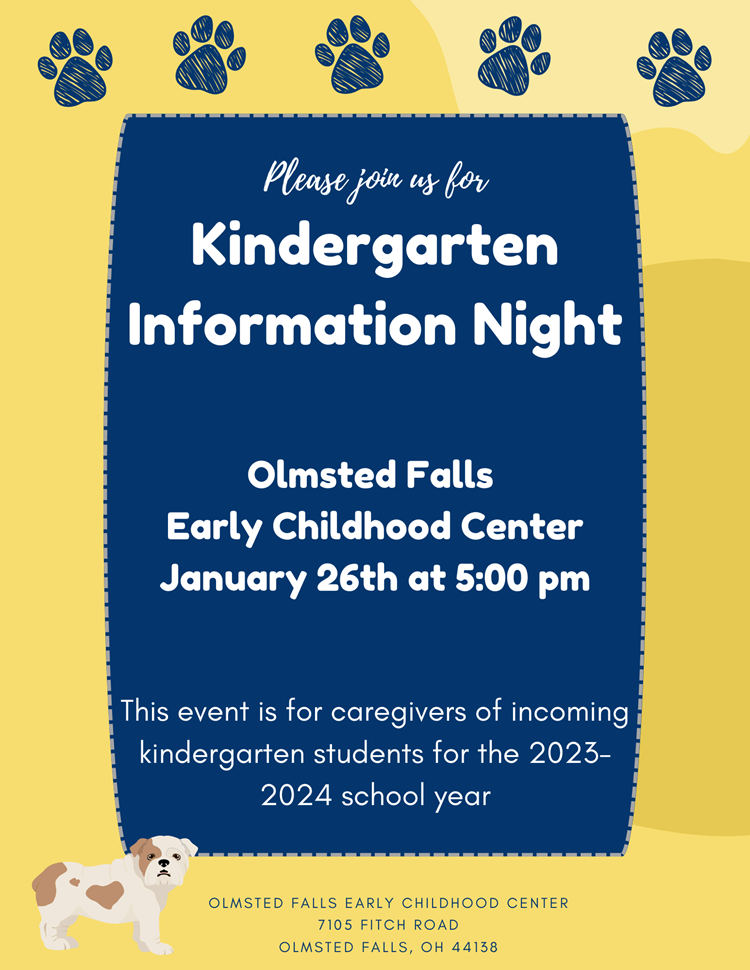 2023-2024 Kindergarten Information Night--January 26th at 5:00 p.m.